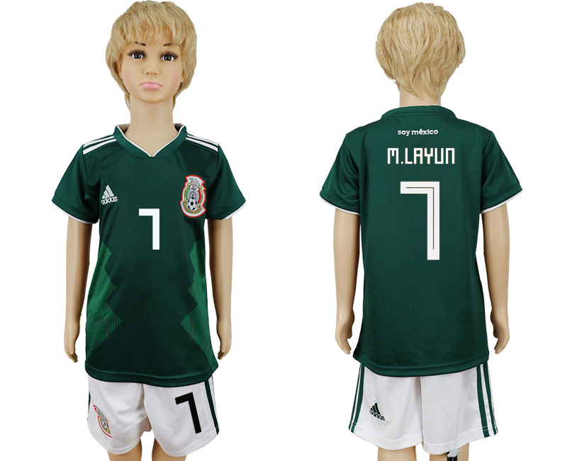 2018 World Cup Children football jersey MEXICO CHIRLDREN #7 M.LA